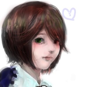 Rating: Safe Score: 0 Tags: 1girl bangs brown_hair green_eyes image lips portrait short_hair simple_background solo souseiseki swept_bangs white_background User: admin