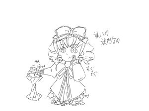Rating: Safe Score: 0 Tags: 1girl blush_stickers bow dress greyscale hinaichigo image long_sleeves monochrome short_hair smile solo white_background User: admin