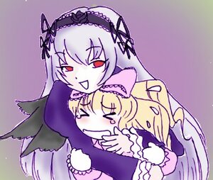 Rating: Safe Score: 0 Tags: 2girls black_wings blonde_hair chibi closed_eyes dress frills hairband hinaichigo hug image long_hair long_sleeves multiple_girls open_mouth pair red_eyes silver_hair smile suigintou wings User: admin