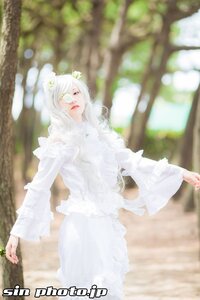 Rating: Safe Score: 0 Tags: 1girl animal_ears blurry blurry_background blurry_foreground closed_eyes depth_of_field dress kirakishou long_hair long_sleeves photo solo striped vertical_stripes watermark web_address white_dress white_hair User: admin