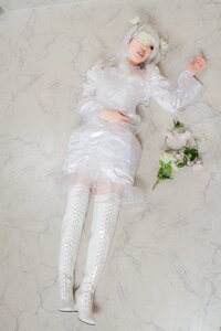 Rating: Safe Score: 0 Tags: 1girl boots cross-laced_footwear dress flower kirakishou knee_boots lips lying on_back solo white_dress white_footwear white_hair white_theme User: admin