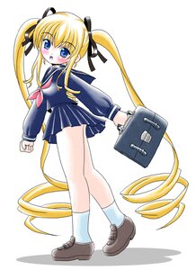 Rating: Safe Score: 0 Tags: 1girl bag blonde_hair blue_eyes blush full_body hair_ribbon image loafers long_hair long_sleeves pleated_skirt ribbon school_bag school_briefcase school_uniform serafuku shinku shoes skirt socks solo standing twintails very_long_hair white_legwear User: admin