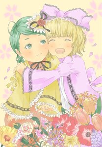 Rating: Safe Score: 0 Tags: 2girls antennae auto_tagged blonde_hair blush bow closed_eyes dress flower green_eyes green_hair hair_bow hair_ribbon hinaichigo hug image kanaria medicine_melancholy multiple_girls open_mouth pair petals ribbon rose short_hair smile wriggle_nightbug User: admin