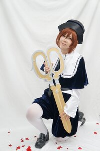 Rating: Safe Score: 0 Tags: 1girl brown_hair dress hat kneeling lips long_sleeves necklace pantyhose petals shoes short_hair solo souseiseki white_legwear User: admin