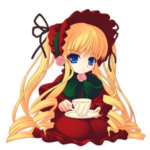 Rating: Safe Score: 0 Tags: 1girl auto_tagged blonde_hair blue_eyes bonnet bow bowtie cup dress drill_hair flower green_bow image long_hair long_sleeves looking_at_viewer pink_flower pink_rose rose saucer shinku sidelocks simple_background sitting solo teacup twin_drills twintails very_long_hair white_background User: admin