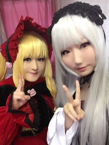Rating: Safe Score: 0 Tags: 2girls 91076 bangs blonde_hair blue_eyes bonnet flower lips long_hair looking_at_viewer multiple_cosplay multiple_girls realistic red_dress rose shinku smile tagme User: admin