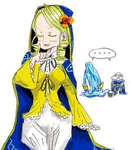 Rating: Safe Score: 0 Tags: ... 1girl blonde_hair closed_eyes dress drill_hair image kanaria long_sleeves solo spoken_ellipsis white_background User: admin