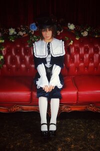 Rating: Safe Score: 0 Tags: 1girl brown_hair couch dress flower hat pantyhose realistic rose short_hair sitting solo souseiseki white_legwear User: admin
