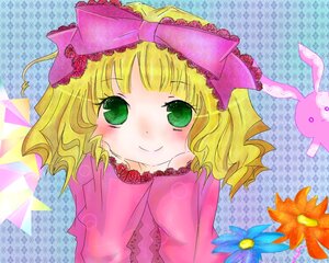Rating: Safe Score: 0 Tags: 1girl blonde_hair blush bow flower frills green_eyes hair_bow hina_ichigo hinaichigo image long_sleeves looking_at_viewer pink_bow short_hair smile solo stuffed_animal User: admin