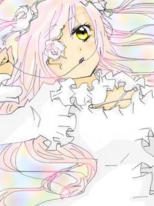 Rating: Safe Score: 0 Tags: 1girl bangs flower hair_flower hair_ornament image kirakishou long_hair looking_at_viewer pink_hair smile solo ultimate_madoka upper_body white_flower yellow_eyes User: admin