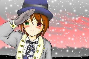 Rating: Safe Score: 0 Tags: 1girl blush brown_hair coat gloves green_eyes hat heterochromia image long_sleeves looking_at_viewer red_eyes ribbon short_hair snow snowing solo souseiseki suiseiseki top_hat upper_body User: admin