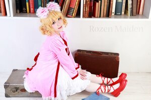 Rating: Safe Score: 0 Tags: 1girl blonde_hair blue_eyes book book_stack bookshelf dress hinaichigo library pantyhose ribbon sitting solo User: admin