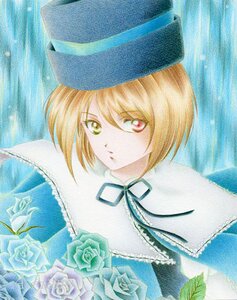 Rating: Safe Score: 0 Tags: 1girl blonde_hair blue_flower blue_headwear blue_rose flower hat heterochromia image looking_at_viewer marker_(medium) millipen_(medium) red_eyes ribbon rose short_hair solo souseiseki traditional_media white_flower white_rose User: admin