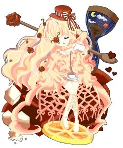 Rating: Safe Score: 0 Tags: 1girl blonde_hair cookie dress flower food fork hat image kirakishou long_hair rose solo spoon strawberry tea teacup User: admin
