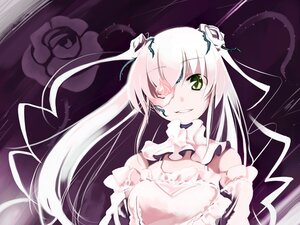 Rating: Safe Score: 0 Tags: 1girl bangs bare_shoulders breasts eyepatch flower frills green_eyes grin hair_ornament highres image kirakishou long_hair pink_hair rose rozen_maiden smile solo ushiki_yoshitaka User: admin