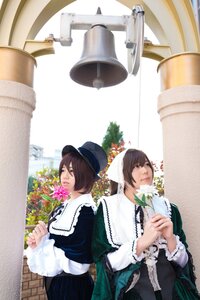 Rating: Safe Score: 0 Tags: 2girls back-to-back black_hair brown_hair dress flower frills green_dress hat long_sleeves multiple_cosplay multiple_girls short_hair tagme window User: admin