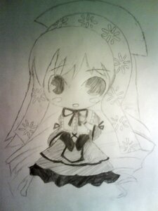 Rating: Safe Score: 0 Tags: 1girl chibi dress image long_hair monochrome solo suiseiseki traditional_media twintails User: admin