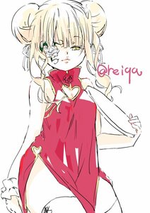 Rating: Safe Score: 0 Tags: 1girl bare_shoulders china_dress chinese_clothes cowboy_shot double_bun dress flower green_eyes image kirakishou looking_at_viewer red_dress rose solo thighhighs underwear yellow_eyes User: admin