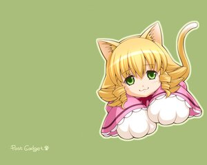 Rating: Safe Score: 0 Tags: 1girl :3 animal_ears blonde_hair cat_ears cat_tail chibi drill_hair green_background green_eyes hina_ichigo hinaichigo image kemonomimi_mode solo tail twin_drills User: admin