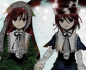 Rating: Safe Score: 0 Tags: 2girls dress frills gothic_lolita green_eyes hat heterochromia image lolita_fashion long_hair long_sleeves multiple_girls neck_ribbon pair red_hair siblings sisters souseiseki suiseiseki twins very_long_hair User: admin