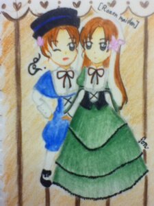 Rating: Safe Score: 0 Tags: 2girls blue_eyes blurry brown_hair depth_of_field dress green_dress hat image long_hair long_sleeves looking_at_viewer multiple_girls one_eye_closed orange_hair pair photo ribbon sisters souseiseki suiseiseki User: admin