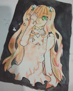 Rating: Safe Score: 0 Tags: 1girl cowboy_shot green_eyes hair_ornament image kirakishou long_hair marker_(medium) photo solo traditional_media watercolor_(medium) User: admin