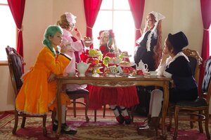 Rating: Safe Score: 0 Tags: 4girls black_footwear blonde_hair blue_hair brown_hair cake chair closed_eyes curtains dress flower food green_hair hat high_heels indoors long_hair long_sleeves maid multiple_cosplay multiple_girls shoes sitting stool table tagme teacup teapot window User: admin