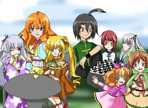 Rating: Safe Score: 0 Tags: 1boy 6+girls ahoge black_hair blonde_hair blue_eyes bow brown_eyes brown_hair dress food green_eyes hair_ribbon heterochromia image long_hair multiple multiple_girls one_eye_closed open_mouth orange_hair red_eyes ribbon shinku short_hair silver_hair tagme twintails User: admin