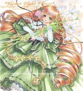 Rating: Safe Score: 0 Tags: 1girl blonde_hair dress drill_hair english_text flower frills green_dress green_eyes heterochromia image lolita_fashion long_hair long_sleeves ribbon ringlets solo suiseiseki twin_drills very_long_hair User: admin