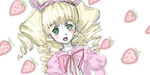 Rating: Safe Score: 0 Tags: 1girl :d auto_tagged blonde_hair blush dress drill_hair food fruit green_eyes heart hina_ichigo hinaichigo image looking_at_viewer open_mouth pink_bow pink_dress simple_background smile solo strawberry twin_drills upper_body watermelon User: admin