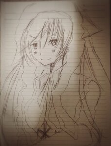 Rating: Safe Score: 0 Tags: 1girl breasts image large_breasts looking_at_viewer monochrome simple_background sketch smile solo suiseiseki traditional_media User: admin