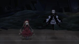 Rating: Safe Score: 0 Tags: blonde_hair bow dark dress image long_hair multiple_girls pair red_dress shinku standing suigintou User: admin