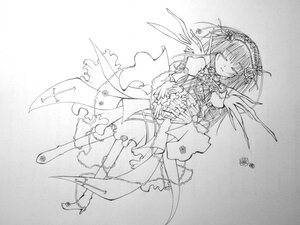 Rating: Safe Score: 0 Tags: 1girl boots closed_eyes dress flower frills full_body greyscale hairband image joints long_sleeves monochrome rose sketch solo suigintou traditional_media User: admin