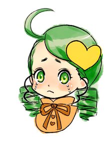 Rating: Safe Score: 0 Tags: 1girl ahoge blush drill_hair green_eyes green_hair heart image kanaria simple_background solo sweat tears white_background User: admin