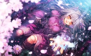 Rating: Safe Score: 0 Tags: 1girl barasuishou blurry depth_of_field dress flower image long_hair outstretched_hand petals solo water yellow_eyes User: admin