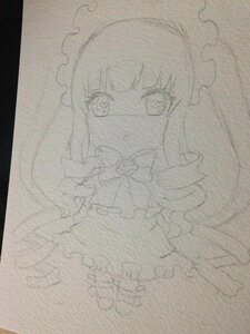 Rating: Safe Score: 0 Tags: 1girl dress frills greyscale image long_hair monochrome shinku solo traditional_media User: admin