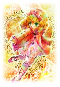 Rating: Safe Score: 0 Tags: 1girl blonde_hair bow dress full_body green_eyes hair_bow hina_ichigo hinaichigo image looking_at_viewer red_bow shoes solo standing User: admin