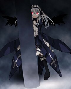 Rating: Safe Score: 0 Tags: 1girl black_wings boots commentary_request cross dress feathered_wings feathers frills hairband image kakashichi knee_boots long_hair long_sleeves looking_at_viewer open_mouth peeking_out pink_eyes red_eyes rose rozen_maiden silver_hair solo suigintou wings User: admin