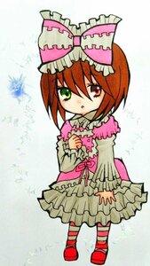 Rating: Safe Score: 0 Tags: 1girl :o bow brown_hair dress frills full_body green_eyes hair_bow heterochromia image lolita_fashion long_sleeves pantyhose pink_bow red_eyes ribbon short_hair solo souseiseki standing striped striped_legwear User: admin