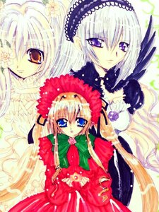 Rating: Safe Score: 0 Tags: 3girls blonde_hair blue_eyes dress flower frills hairband image long_hair long_sleeves looking_at_viewer marker_(medium) multiple multiple_girls shinku suigintou tagme twintails very_long_hair User: admin