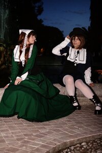 Rating: Safe Score: 0 Tags: 1boy 1girl brown_hair checkered checkered_floor dress hat long_sleeves multiple_cosplay night sitting sky tagme tile_floor tiles User: admin