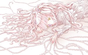 Rating: Safe Score: 0 Tags: 1girl dress flower frills hair_flower hair_ornament image kirakishou long_hair lying pink_hair rose solo two_side_up very_long_hair yellow_eyes User: admin