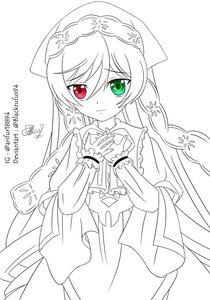 Rating: Safe Score: 0 Tags: 1girl auto_tagged closed_mouth dress eyebrows_visible_through_hair frills green_eyes heterochromia image long_hair long_sleeves looking_at_viewer red_eyes smile solo spot_color striped suiseiseki vertical_stripes very_long_hair white_background User: admin