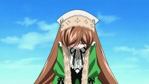 Rating: Safe Score: 0 Tags: 1girl blue_sky brown_hair closed_eyes cloud day dress facing_viewer green_dress image long_hair long_sleeves outdoors sky solo suiseiseki very_long_hair User: admin
