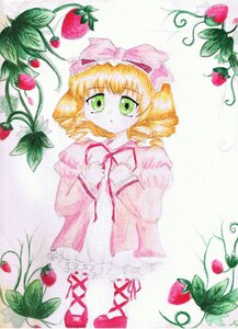 Rating: Safe Score: 0 Tags: 1girl apple blonde_hair bloomers blueberry bow camellia cherry dress drill_hair flower food food_print frills fruit grapes green_eyes hair_bow hina_ichigo hinaichigo holding_fruit image leaf long_sleeves looking_at_viewer mandarin_orange melon object_namesake orange peach pink_bow plant red_flower red_rose short_hair solo spot_color strawberry strawberry_hair_ornament strawberry_print tomato traditional_media tulip underwear vines watermelon User: admin