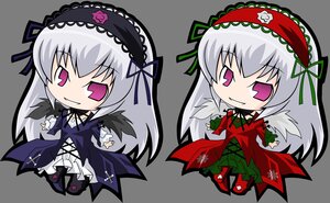 Rating: Safe Score: 0 Tags: 1girl chibi dress flower frills hairband image long_hair long_sleeves pink_eyes purple_eyes silver_hair smile solo suigintou wings User: admin