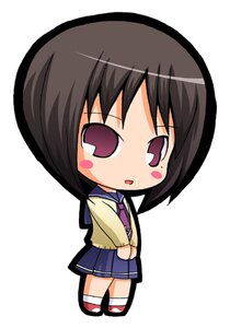 Rating: Safe Score: 0 Tags: 1girl black_hair blue_sailor_collar blue_skirt blush blush_stickers brown_hair chibi full_body heart human image kashiwaba_tomoe long_sleeves looking_at_viewer lowres mole mole_under_eye necktie open_mouth pac-man_eyes pleated_skirt purple_eyes rozen_maiden sailor_collar school_uniform serafuku shoes short_hair simple_background skirt solo standing suntail white_background white_legwear User: admin