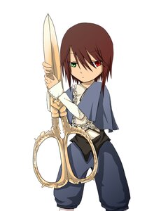 Rating: Safe Score: 0 Tags: 1girl brown_hair chain green_eyes heterochromia holding image long_sleeves looking_at_viewer pants red_eyes solo souseiseki striped suiseiseki vertical_stripes white_background User: admin