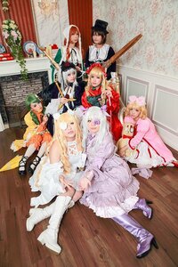Rating: Safe Score: 0 Tags: 6+girls blonde_hair blue_eyes boots brown_hair dress green_hair hair_ornament hat high_heels long_hair multiple_boys multiple_cosplay multiple_girls red_hair sitting tagme User: admin