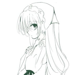Rating: Safe Score: 0 Tags: 1girl auto_tagged bare_shoulders blush breasts dress image jewelry long_hair looking_at_viewer monochrome solo striped suiseiseki upper_body veil vertical_stripes User: admin